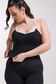 Top Noir Bandes Blanches – Soleil du Sud