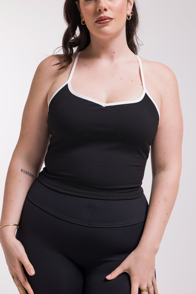 Top Noir Bandes Blanches – Soleil du Sud